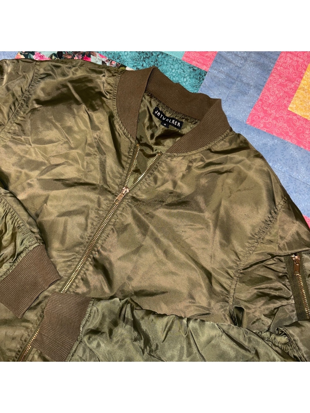 Jaywalker $58 Mens S Ruched Nylon Olive Green Nylon Bomber Jacket Size S Outdoor